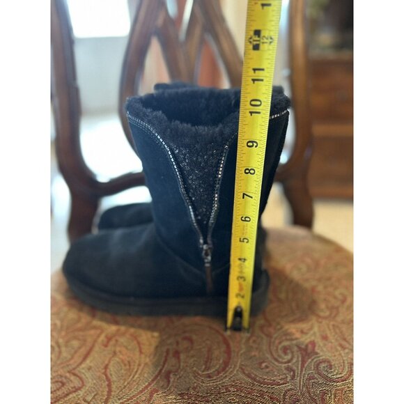 UGG BLACK SPARKLE Women's Black Boots W/ Fake Zipper- Size 9 AUTHENTIC - Picture 2 of 12
